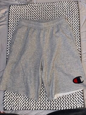 Champion Men’s Grey Athletic Shorts with Logo
